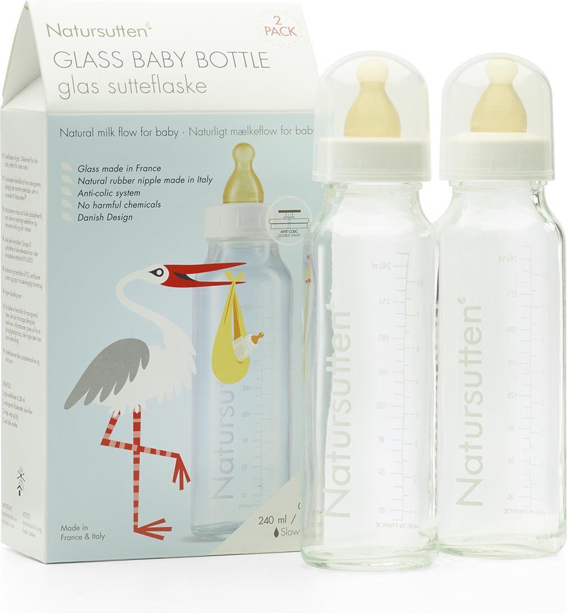 Natursutten - Glastrinkflaschen - 240 ml - 2 Stück