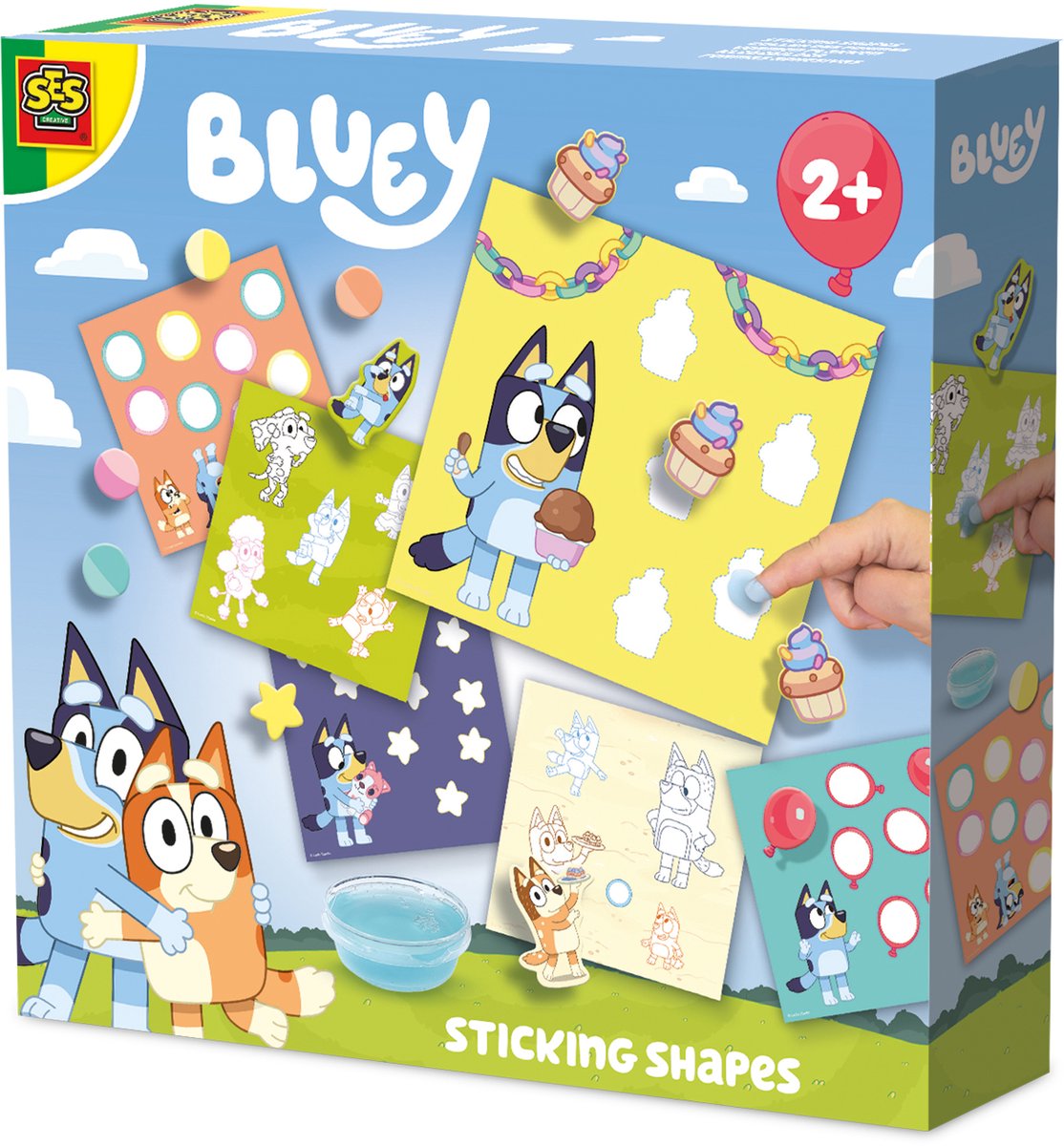 Ses creative bluey – Formen mit Fingerkleber kleben – Basteln – für Kinder ab 2 Jahren – 6 Karten