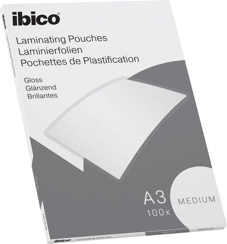 Ibico Basics A3 Laminierfolien, glänzend – 100 Mikron – 100 Stück – kristallklar