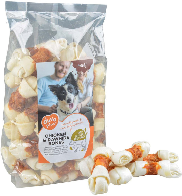 Duvo plus Fleisch! Snack Hähnchen-Rohlederbeine für Hunde m-1kg