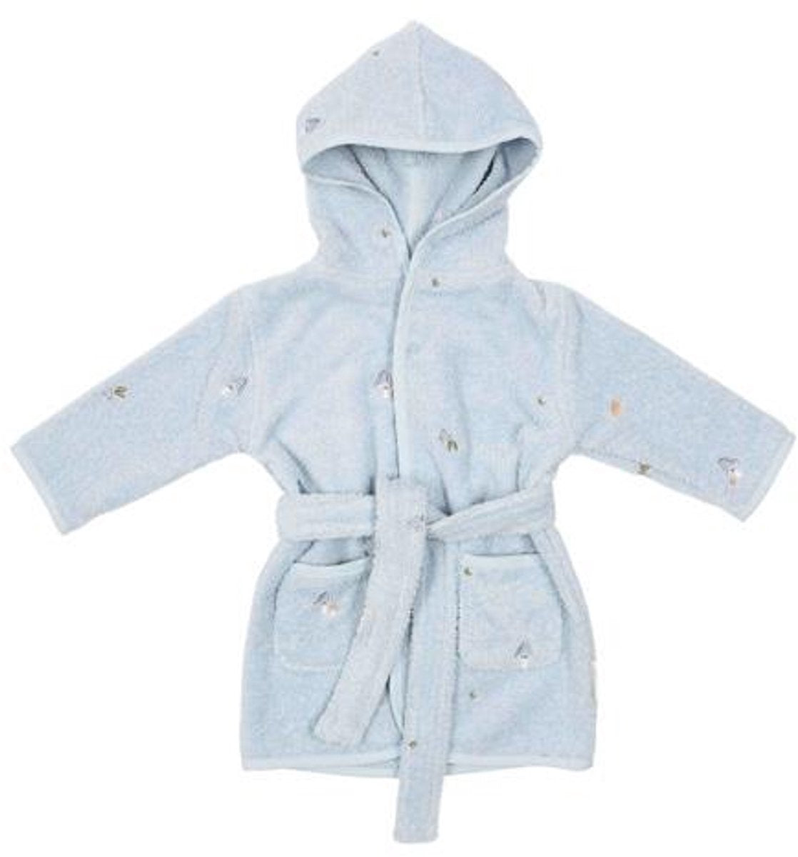Little Dutch Bademantel – Größe 74 80 – Bademantel für Kinder Jungen Mädchen – Blau – Waldfreunde