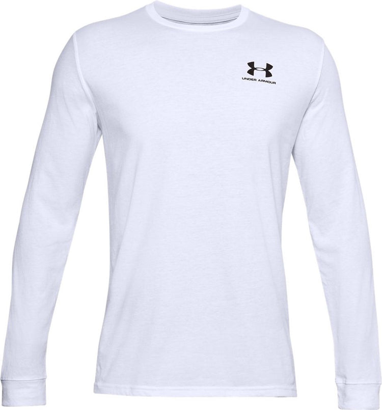 Under Armour ua Sportstyle Left Chest ls-wht Herren-Sportshirt – Weiß – Schwarz