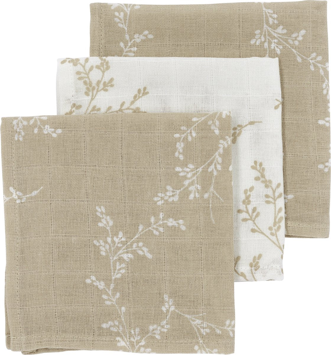 Meyco Baby Branches Mundtücher – 3er-Pack – hydrophil – Sand – 30 x 30 cm