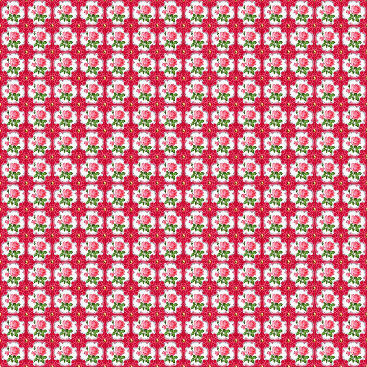 Vaessen creative • Baumwollstoff in Kokosnusston, 45 x 50 cm, so süßes rosa Blumenmotiv