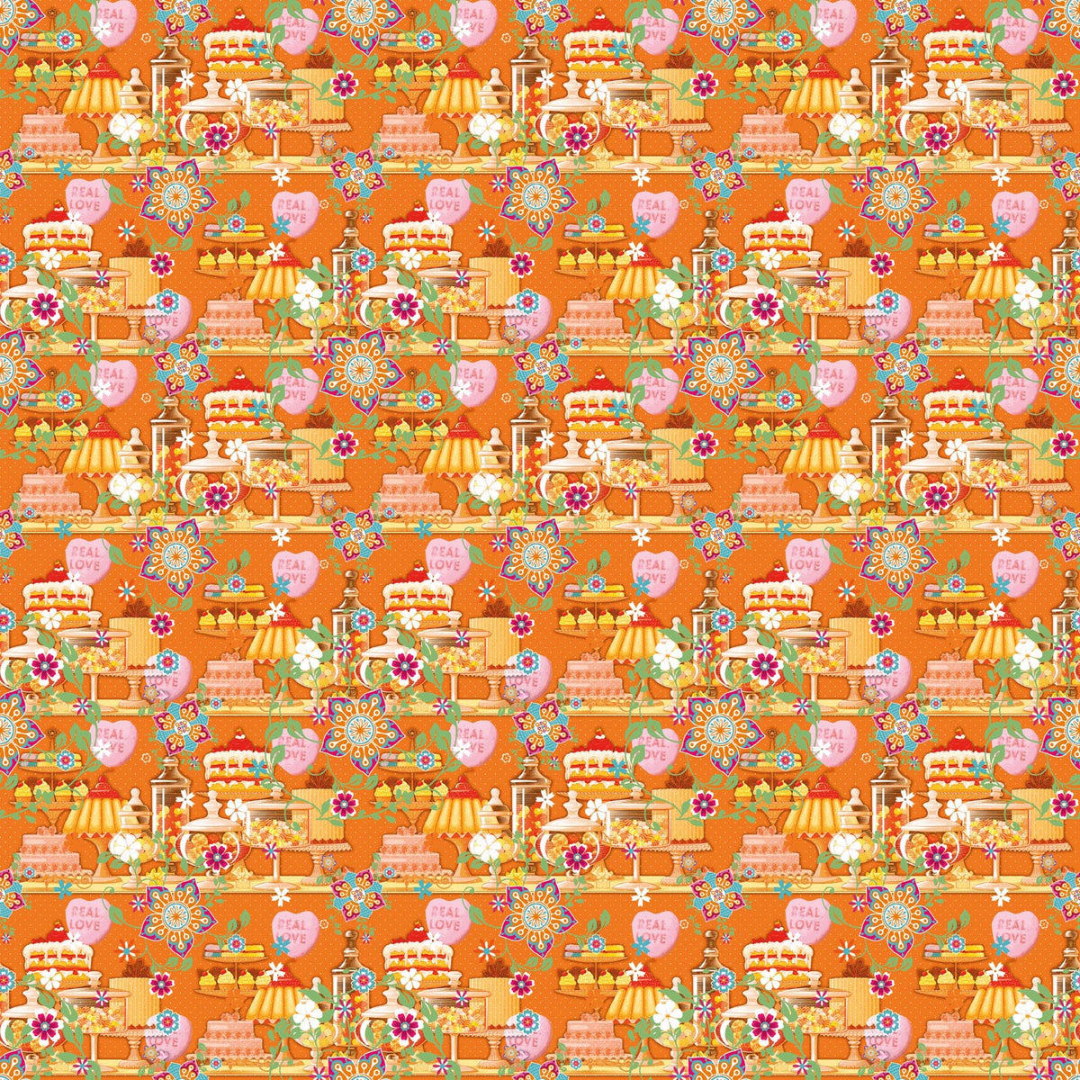 Vaessen creative • Kokosfarbener Baumwollstoff 45 x 50 cm, so süßes orangefarbenes Gebäck