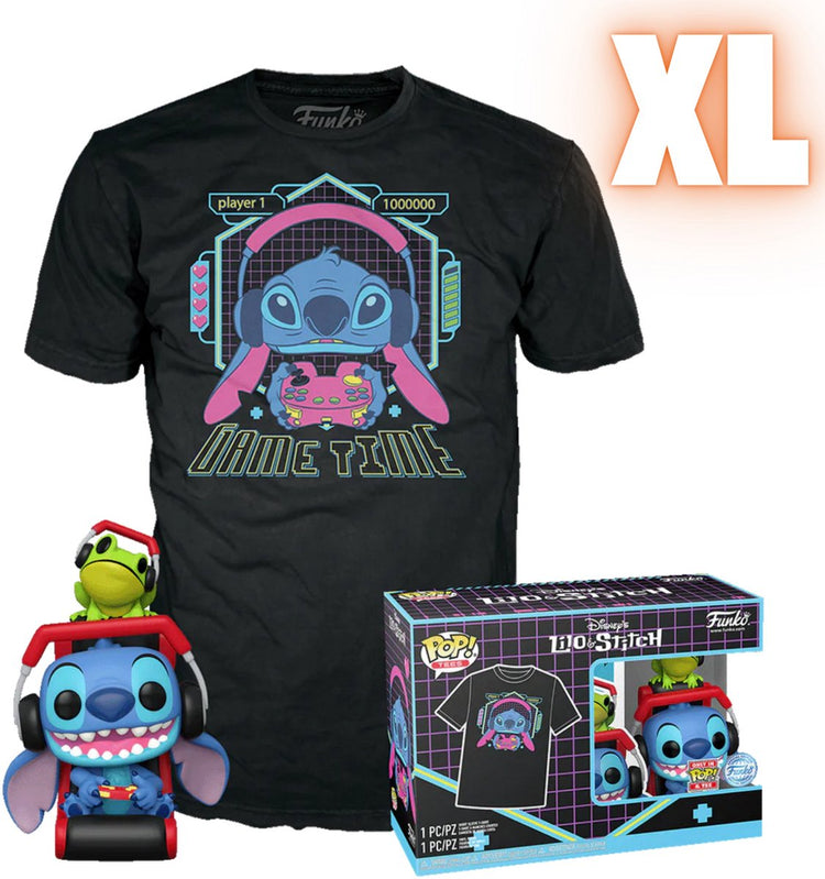 Funko Lilo Stitch Gamer Stitch mit Frosch – Pop! T-Shirt Herren Pop! - neutral - xl