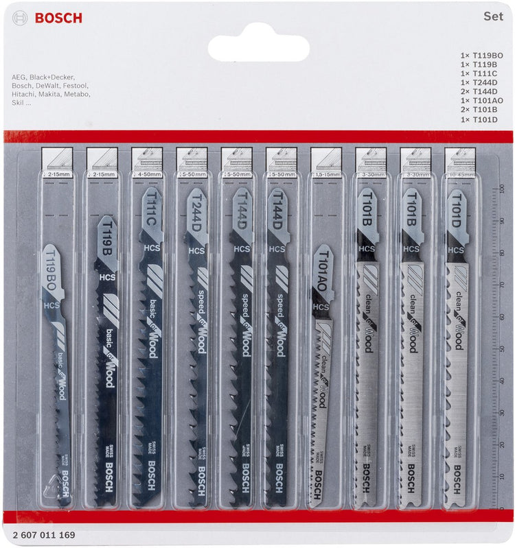 Bosch 2607011169 10-teiliges Stichsägeblatt-Set – Holz