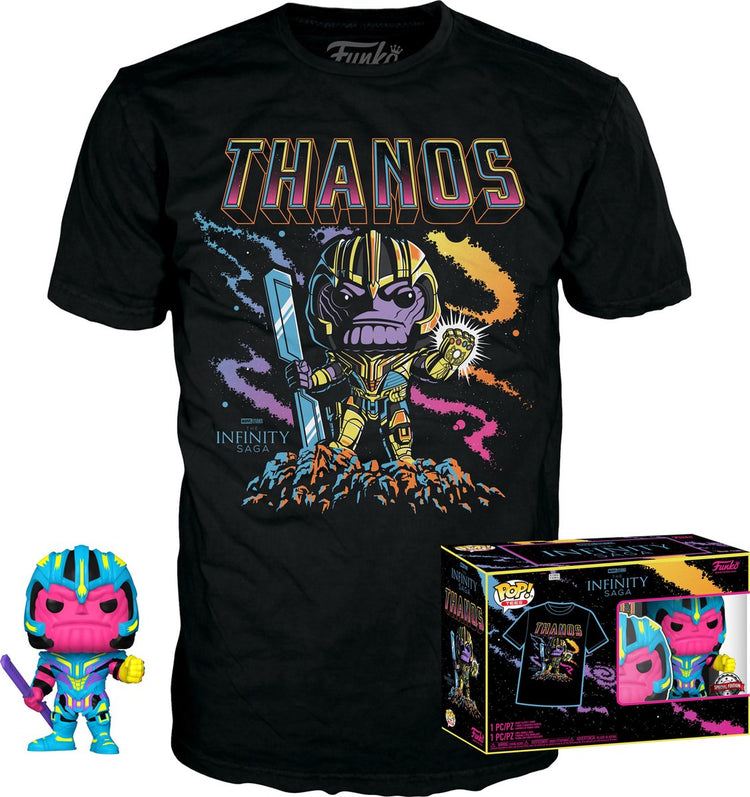 Marvel Funko The Avengers Sammelfiguren-T-Shirt-Set -S- Pop! Teebox Thanos Blacklight Schwarz