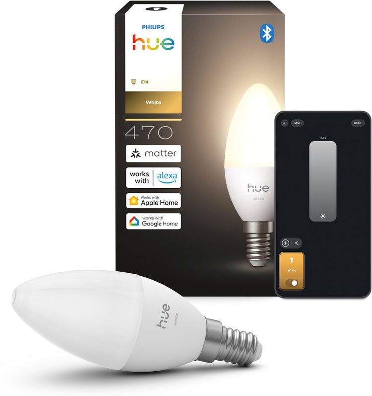 Philips Hue LED-Kerzenlampe – E14-Fassung – enthält 1 Lampe – weiches weißes Licht – intelligente Beleuchtung