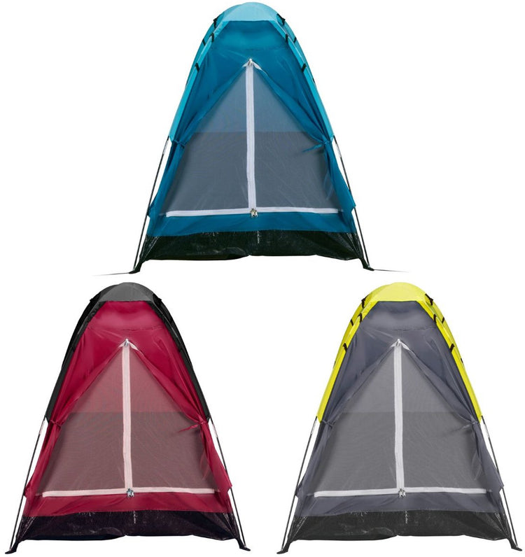 Camp Active Kuppelzelt – 1-Personen-Zelt – leichtes Zelt mit Tragetasche und Netzbelüftung – 200 x 100 x 100 cm – farblich sortiert