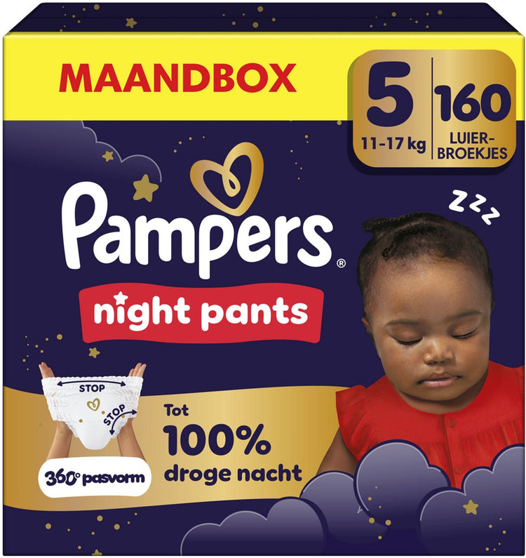 Pampers Nachthose Größe 5 - 160 Windelhose - 12kg-17kg - Monatsbox