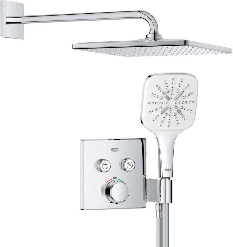 Grohe Präzisions-Smartcontrol-Einbaubrause – wassersparend – quadratisches Bedienfeld – Chrom