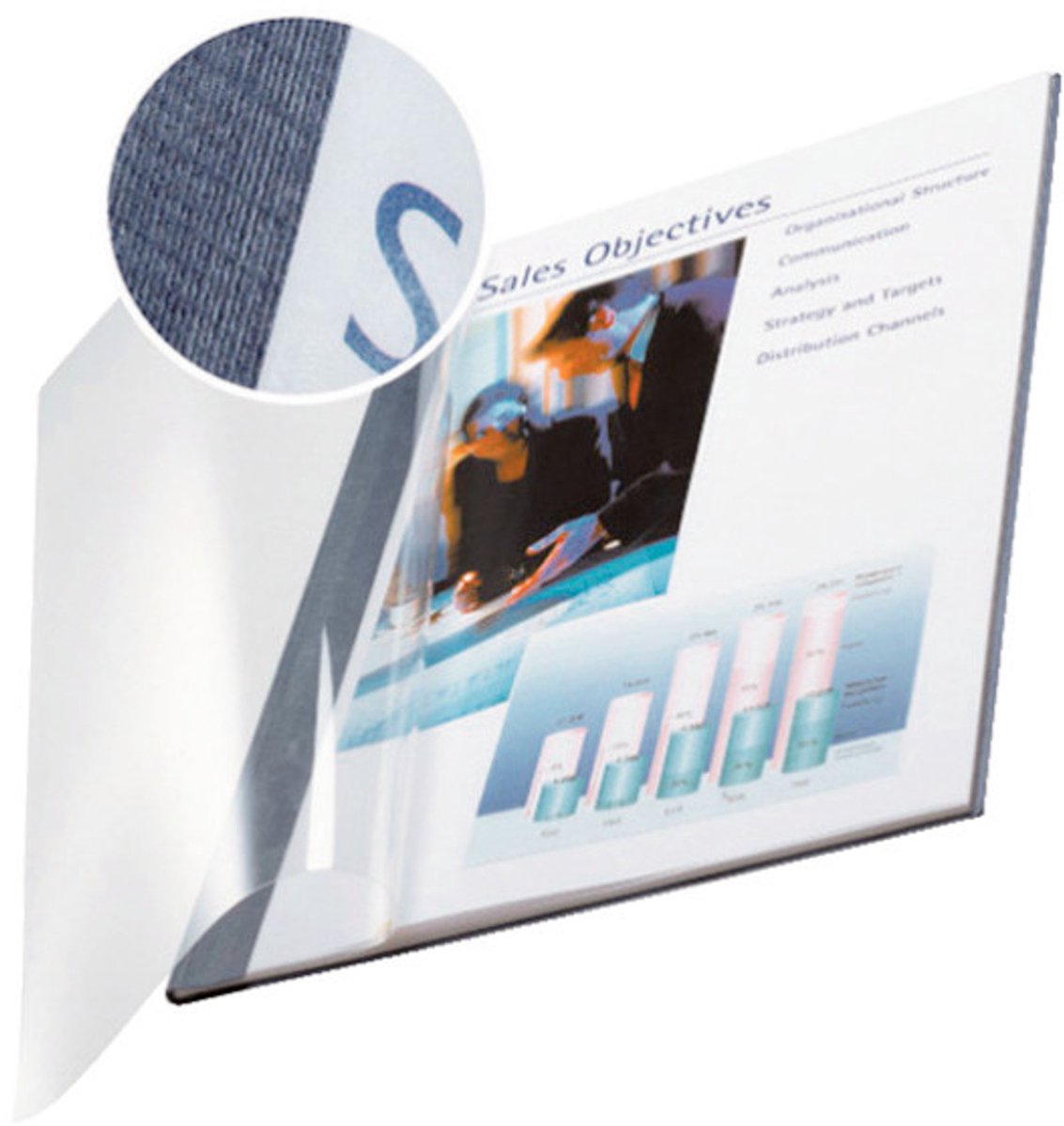 Leitz - Einband - blaues Leinen - transparente Vorderseite - 7mm - 10 Stk.