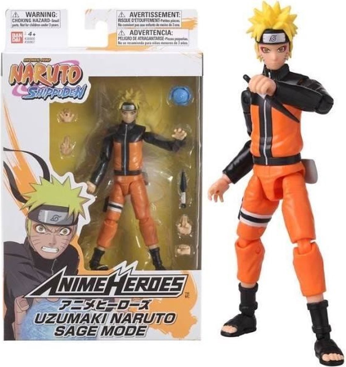Bandai – Anime-Helden – Naruto Uzumaki-Figur im Einsiedlermodus (Salbei-Modus) – Naruto Shippuden – Anime-Helden Manga-Actionfigur 17 cm – Naruto-Actionfigur – Spielzeug für Kinder ab 4 Jahren – 36907