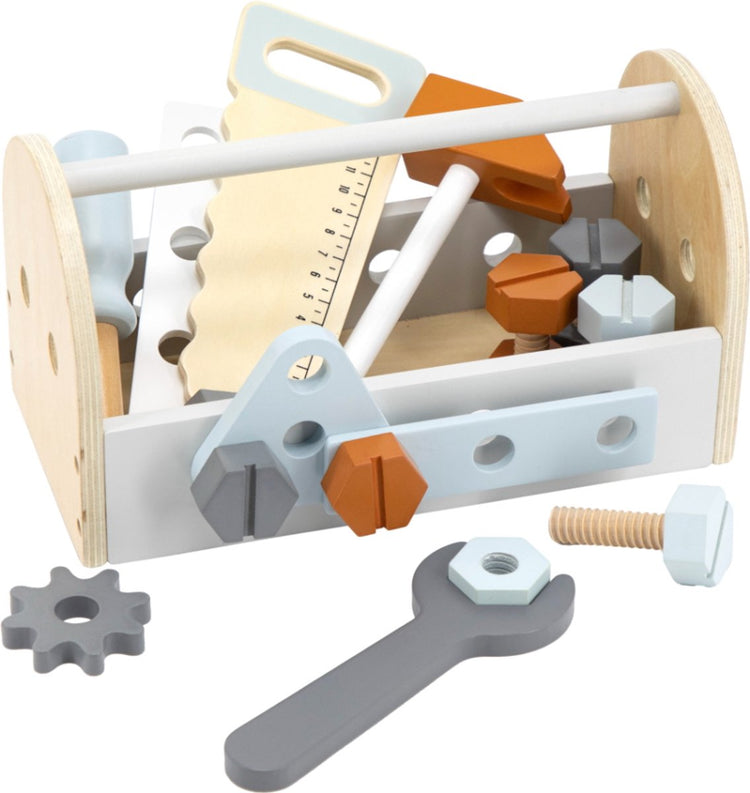 Tryco Holz-Werkzeugkiste – Holz-Werkzeugkiste – Rollenspiel und motorische Entwicklung – Holzspielzeug – ab 24 Monaten Jungen und Mädchen