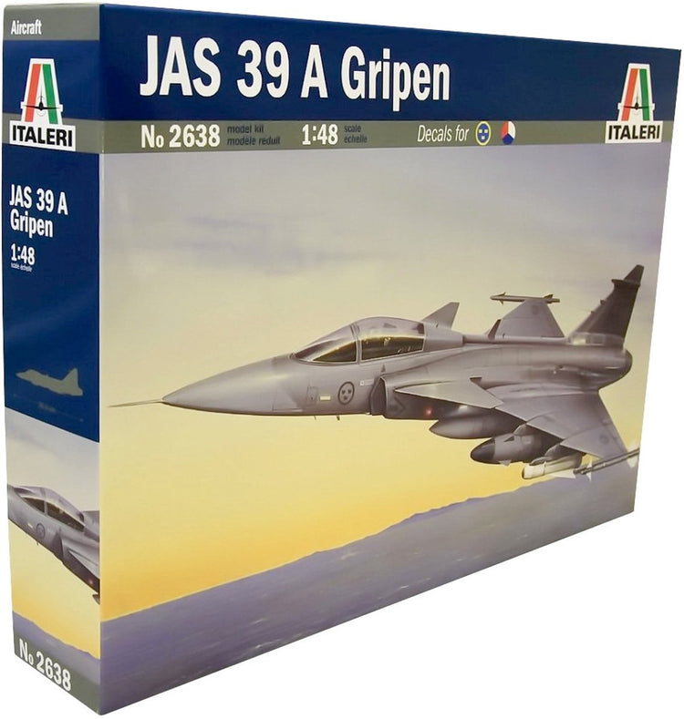 Italeri Modellbausatz Flugzeug – 2638 Saab Jas 39 A Gripen – Kampfflugzeug aus Kunststoff – 1:48 – Modellbau