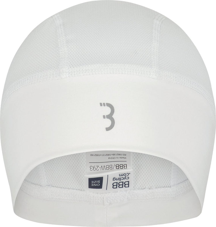 BBB Fahrradhelm-Mütze Sommer – Fahrradkappe für unter dem Helm – 10–25 °C – Mesh-Oberteil für zusätzliche Belüftung – Weiß – Einheitsgröße – Komfort-Mütze Helmkappe Fahrrad BBW-293