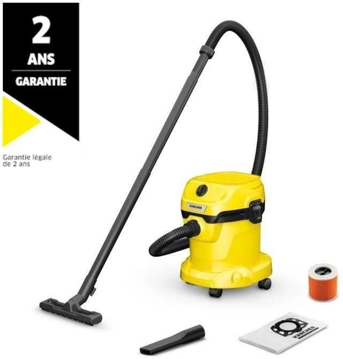 Kärcher wd 2 plus v-12 4 18 Nass- und Trockensauger – 1000 W – 12 Liter – Schaumstofffilter – Staubsauger geeignet für Auto – Garage