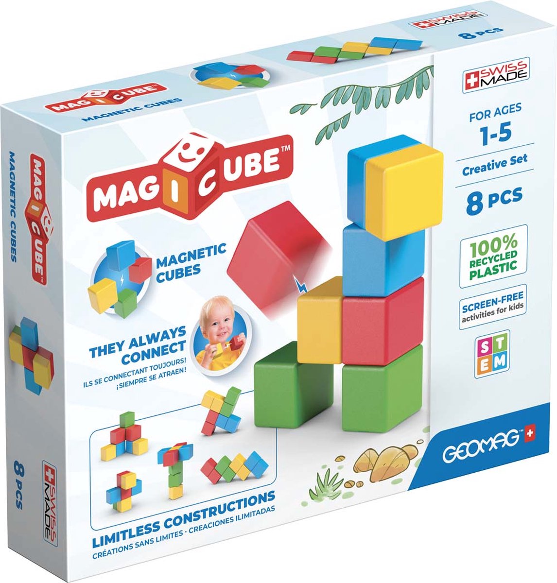 Geomag Magicube Creative Recycling – magnetische Bausteine – 12-teilig – ab 1 Jahr