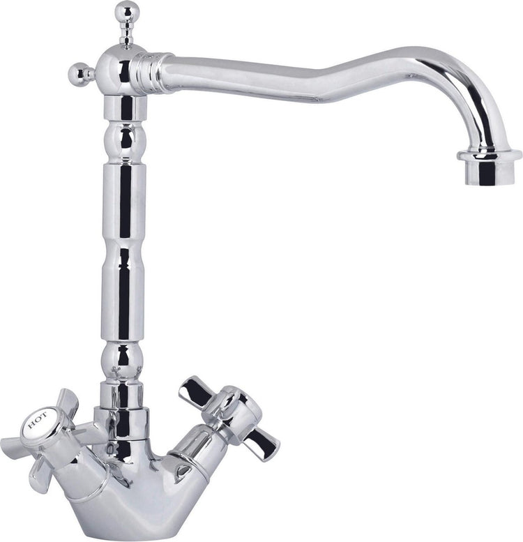 Plieger James Küchenarmatur – Wasserhahn aus Chrom – zwei Knöpfe – Küchenarmatur mit geradem Auslauf – Wasserhahn aus Messing
