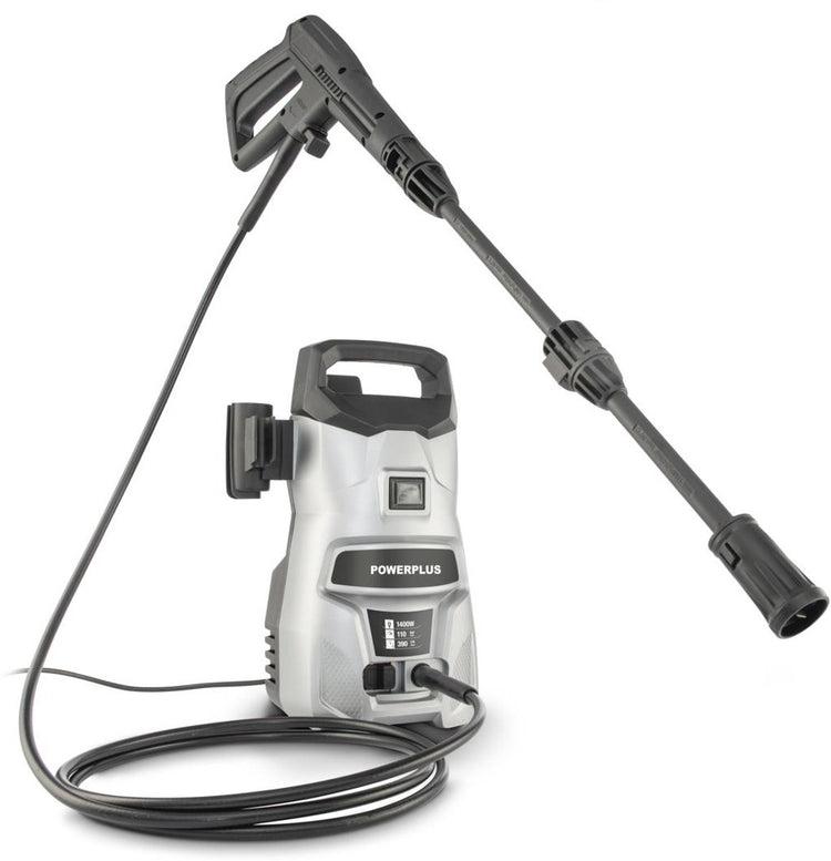 Powerplus elektrischer Hochdruckreiniger POWXG90401 – 1400 W Terrassenreiniger – 110 bar – 390 l h – 3 m Schlauch und Zubehör