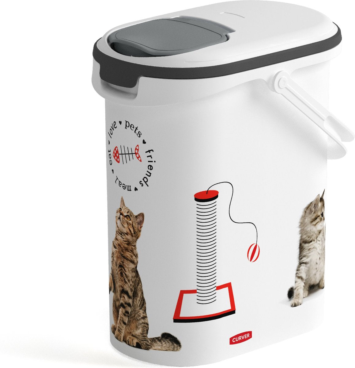 Curver Futterbehälter Katze – 10l – 4kg – 30x19x35cm – weißgrau