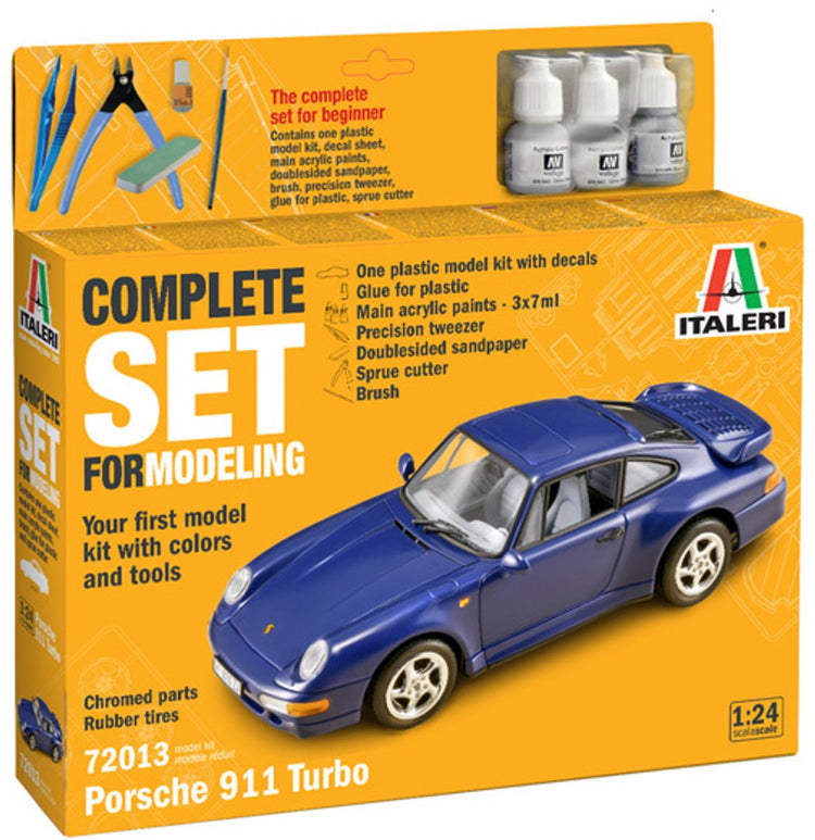 Italeri Modellbausatz Auto – 72013 Porsche 911 – Auto – Starter-Kit aus Kunststoff – 1:24 – Modellbau