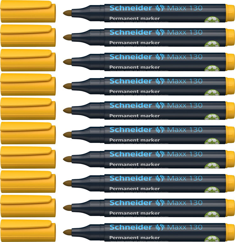 Schneider Schreibgeräte Schneider Permanent Marker - Maxx 130 - Rundspitze - Gelb - 10 Stück - Strichstärke 1-3 mm - S-113005-10