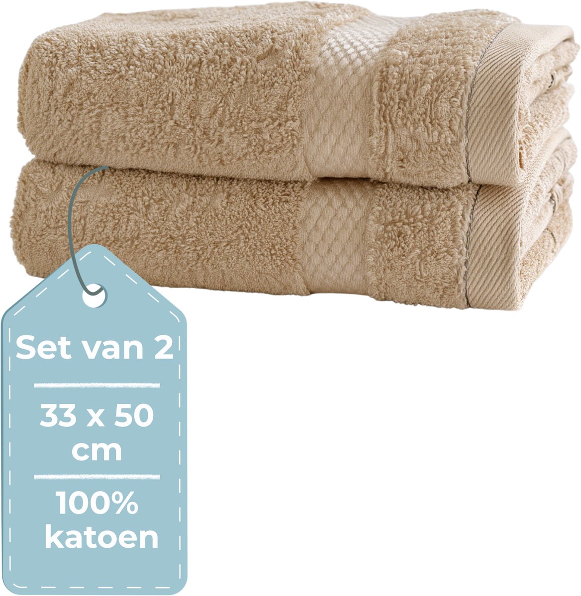 Stille. Living Hush Living Gästehandtuch – 33 x 50 cm – 100 % Baumwolle – schwere Qualität, 500 g m2 – Sand, 2er-Set