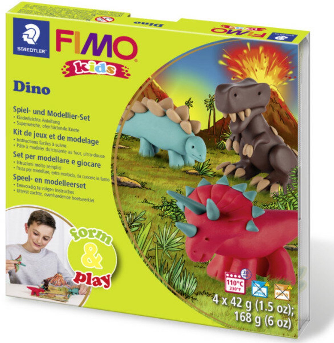 Fimo Kids 8034 – ofenhärtende Modelliermasse – Formenspielset – Dino