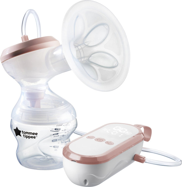 Tommee Tippee für mich gemacht – einzelne elektrische Milchpumpe – starke Saugkraft – weiches Gefühl – wiederaufladbar über USB – leise – tragbar – Express-Modi – Babyflasche im Lieferumfang enthalten