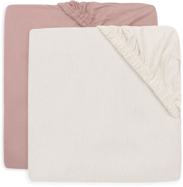 Jollein Spannbettlaken für Bett – 60 x 120 cm – Jersey – Wildrose-Elfenbein