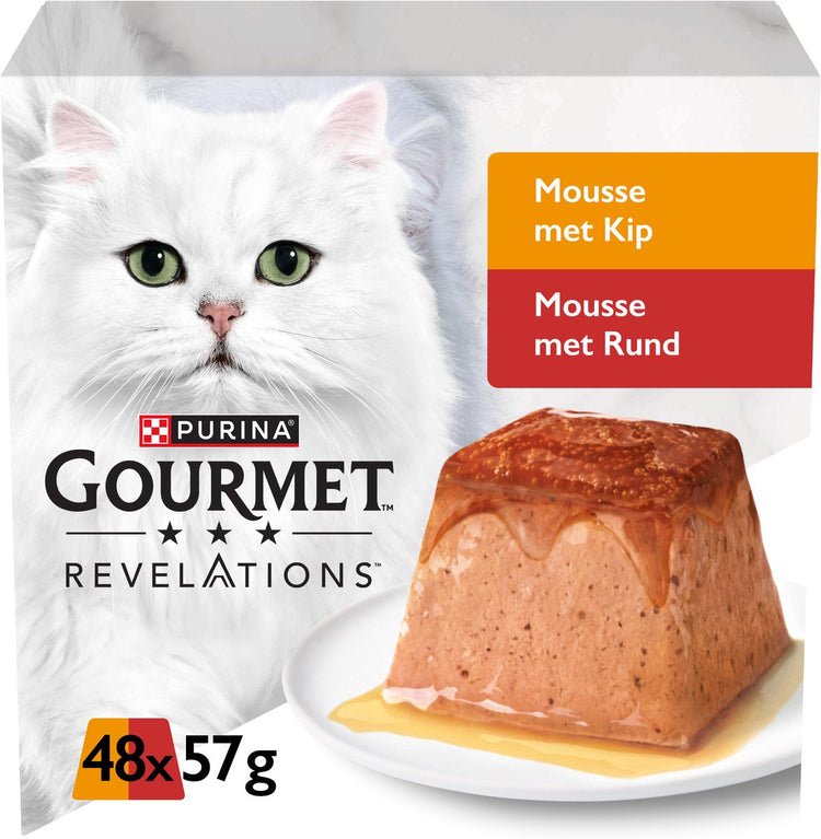 Gourmet Revelations Mousse – Nassfutter für Katzen – Huhn, Rind – 48 x 57 g
