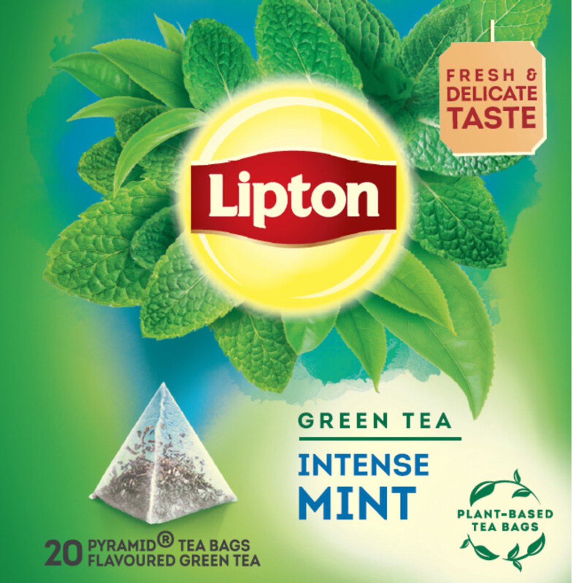 Lipton Grüner Tee Intensive Minze – 80 Pyramidenteebeutel – Grüner Tee Intensive Minze – 4 x 20 Beutel – Vorteilspackung
