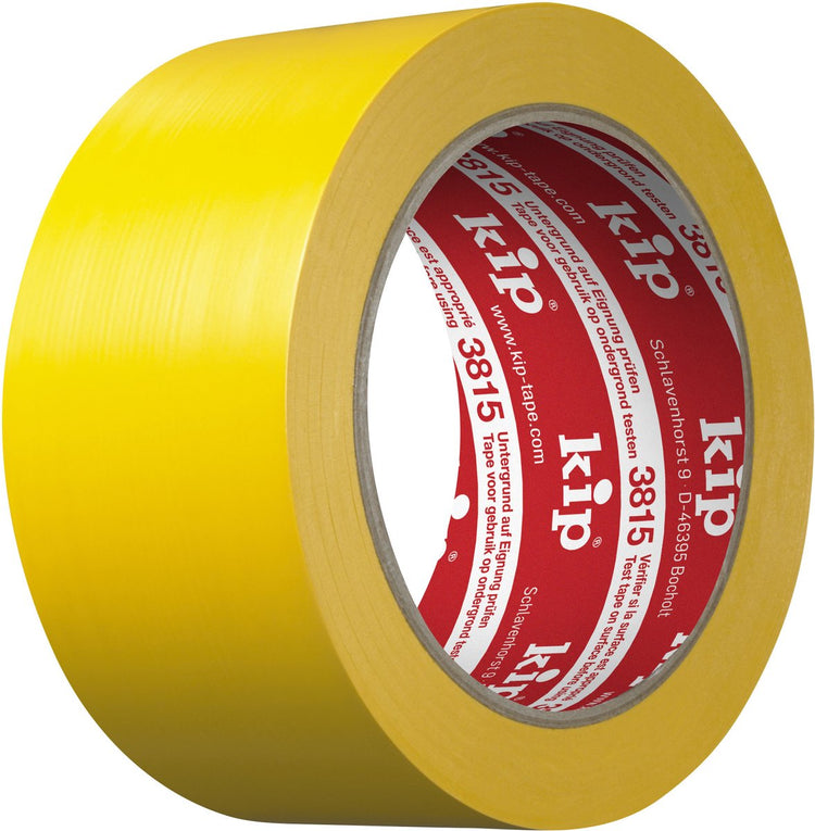 Kip – PVC-Schutzband – Gelb – 50 mm x 33 m – Premium-Plus-Weich-PVC-Abdeckband mit Naturkautschuk-Kleber für glatte Oberflächen wie Holz, Aluminium und Glas – formstabil, wasserbeständig und ideal für Putzarbeiten im Innen- und Außenbereich