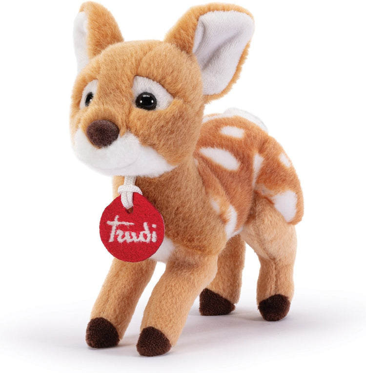 Trudi – kein Kuscheltier Hirsch 16 cm – handgefertigt in Italien – weicher Plüsch – Kuscheltier für Jungen und Mädchen – braun weiß – 8 x 16 x 14 cm, Größe xs