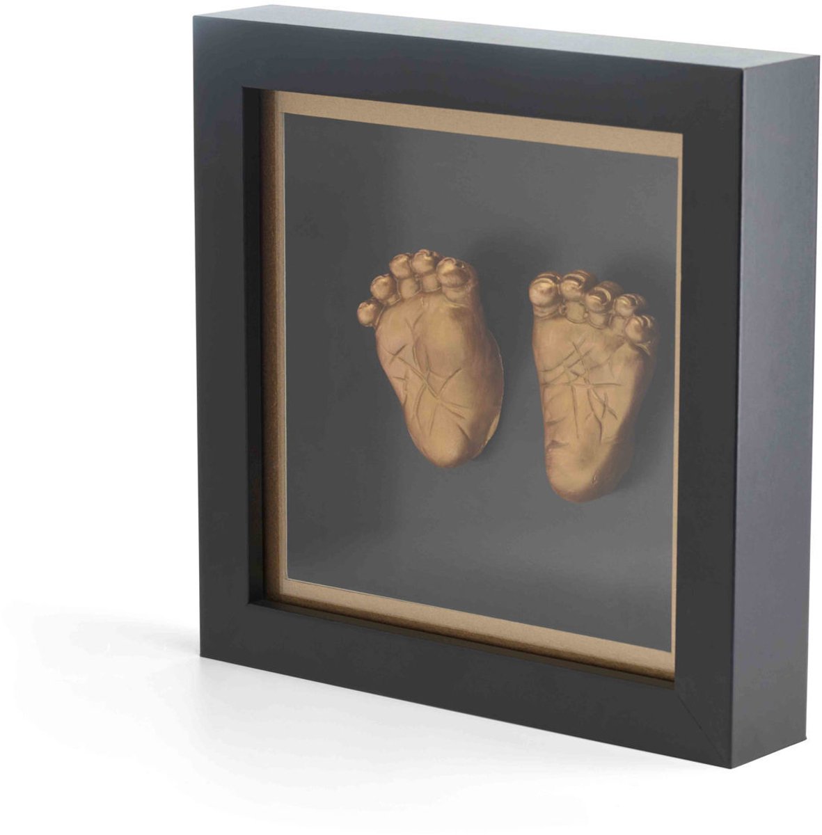 Glückliche Hände – 3D-Handabdruckrahmen für Babys – schwarzer Holzrahmen mit Plexiglas – inklusive Alginat- und Gipsbronzefarbe – hautfreundlich, einfache DIY-Erinnerung – luxuriöses Mutterschaftsgeschenk (20 x 20 x 4 cm)