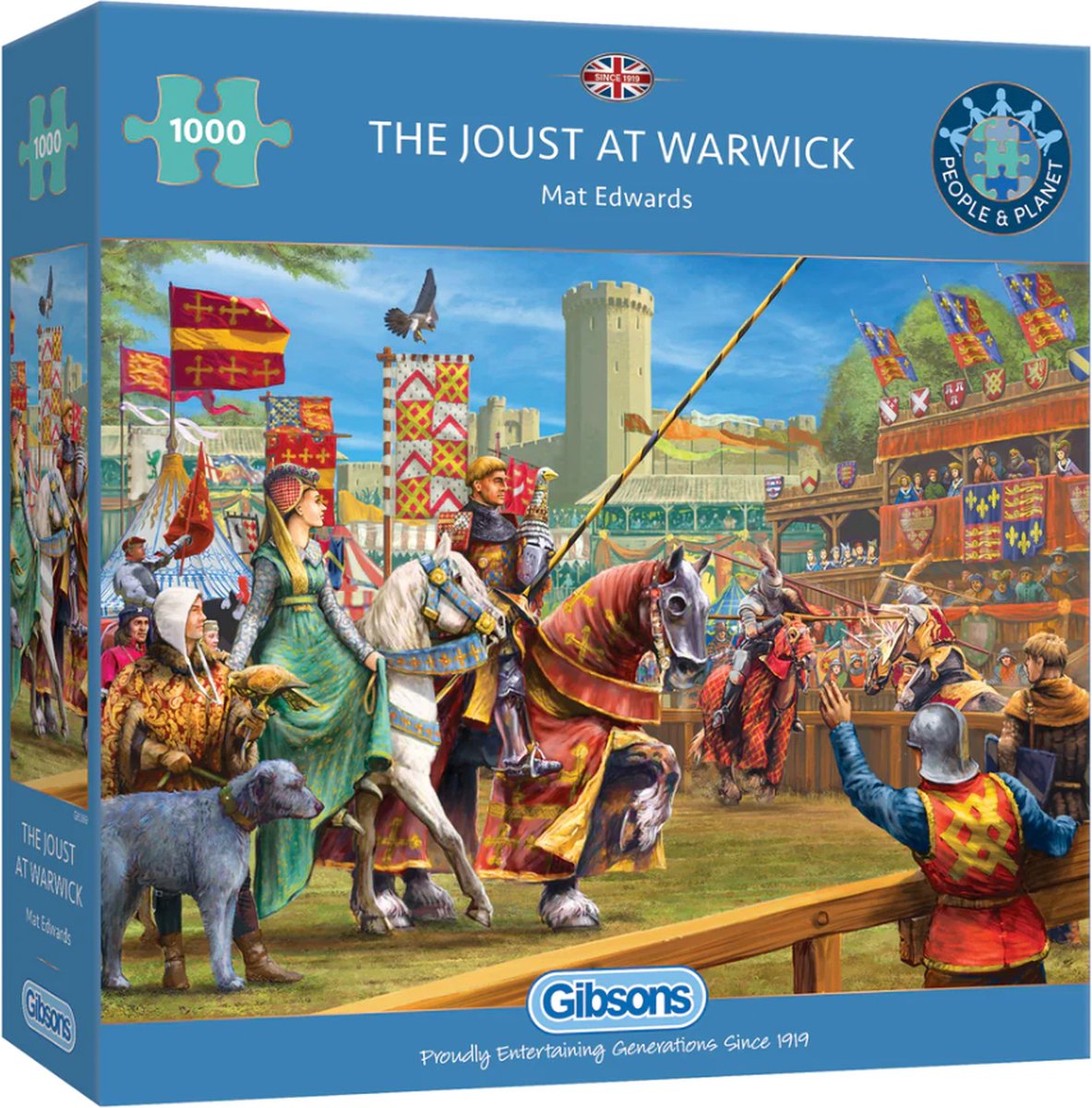 Gibsons Puzzle „Das Turnier in Warwick“ – 1000 Teile voller Puzzlespaß.