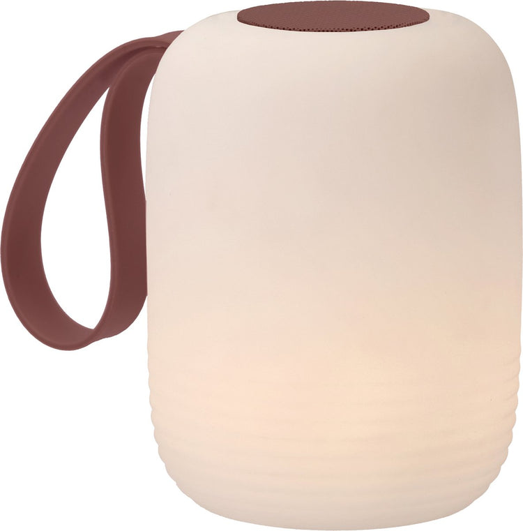 Die Villa-Kollektion verfügt über eine LED-Lampe mit Lautsprecher, Durchmesser 12,5 x 15,5 cm, weiß-rot
