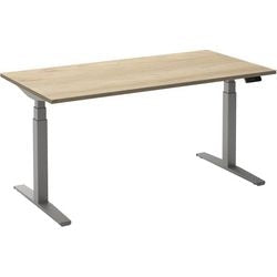 Sitz-Steh-Schreibtisch Ceha ade2plhl188q9006rew Eiche weiß Melamin, Metall