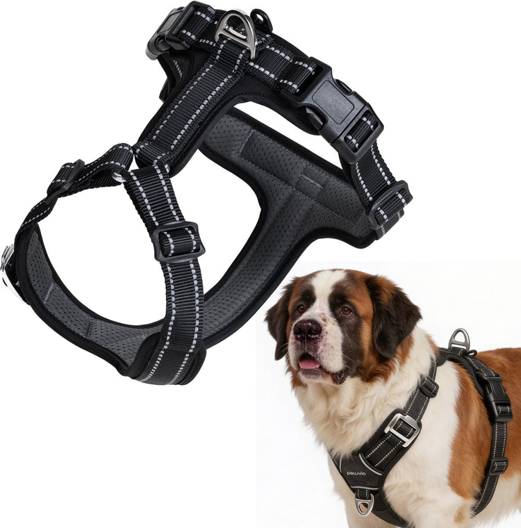 Peluvio Mate – Hundegeschirr mit Reflexion – Größe XL – strapazierfähiges Nylon – ergonomisches Schutzgeschirr – rostfreie Schnallen – schnell trocknend, wetterfest – Komfortkontrolle für aktive Hunde