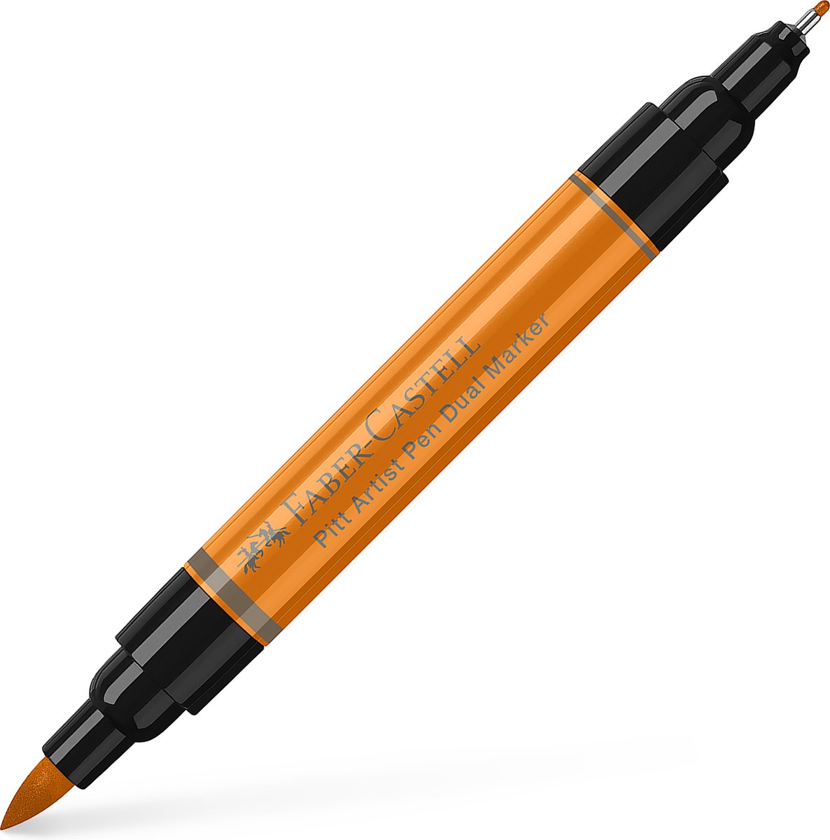 Faber-Castell Zeichenmarker – Pitt Artist Pen – 113 orangefarbene Glasur – Duomarker – doppelseitiger Marker – FC-162113