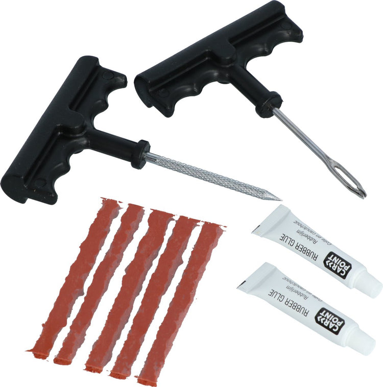Carpoint Reifenreparaturset 9-teilig – für Tubeless-Reifen – inklusive Gummikleber – kompakt und ideal für unterwegs