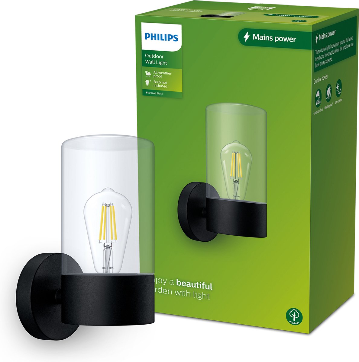 Philips LED Philips Flareon Wandleuchte – Schwarz – E27