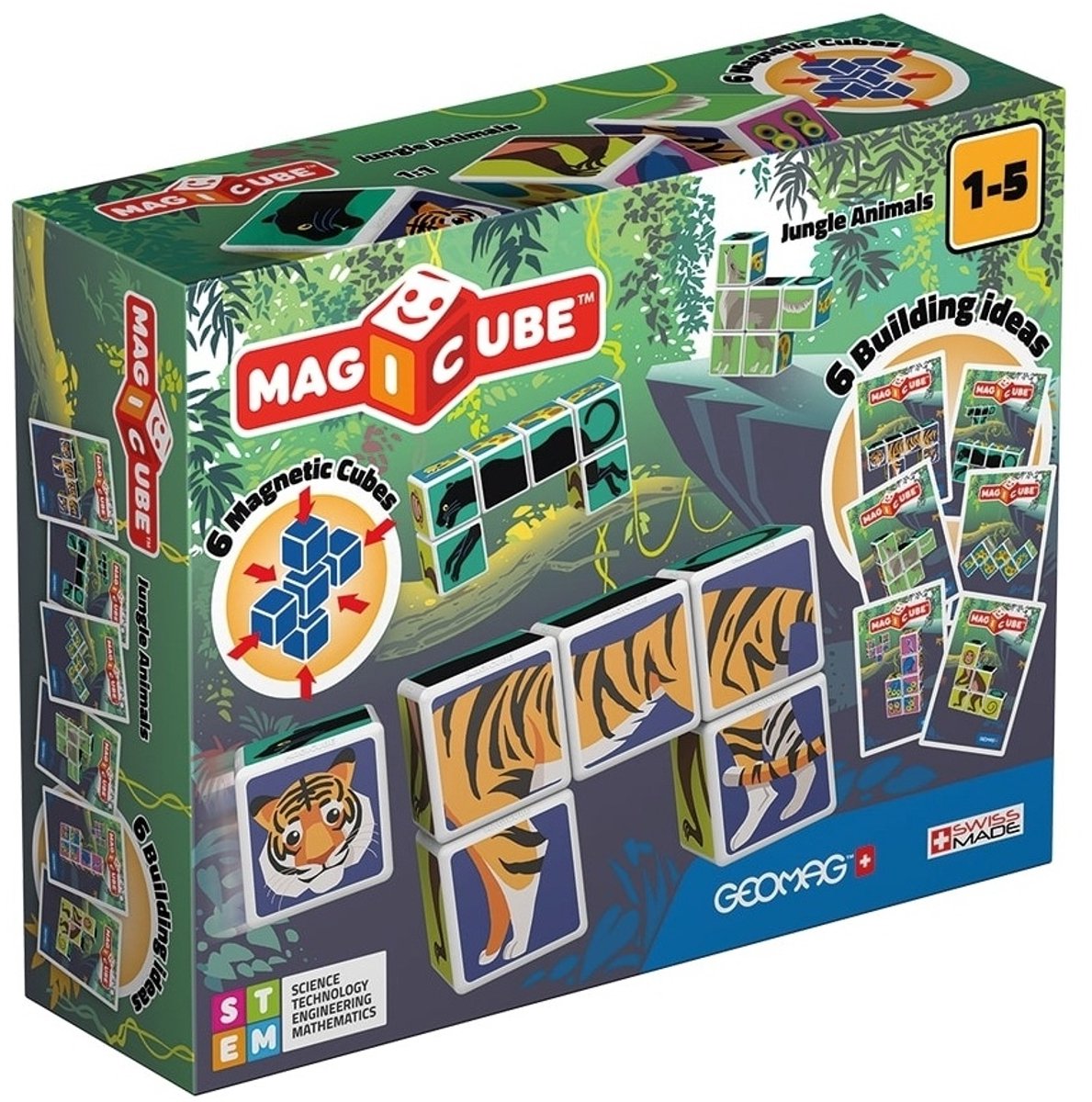 Geomag Magicube Dschungeltiere Junior – magnetische Bausteine – 9-teilig – ab 1 Jahr