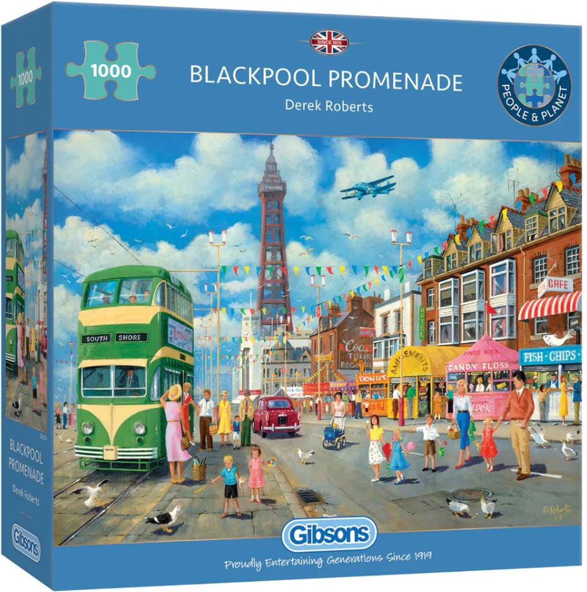 Gibsons – Blackpool Promenade (von Derek Roberts) – 1000 Teile 68×49cm (B×H) – Puzzle für Erwachsene