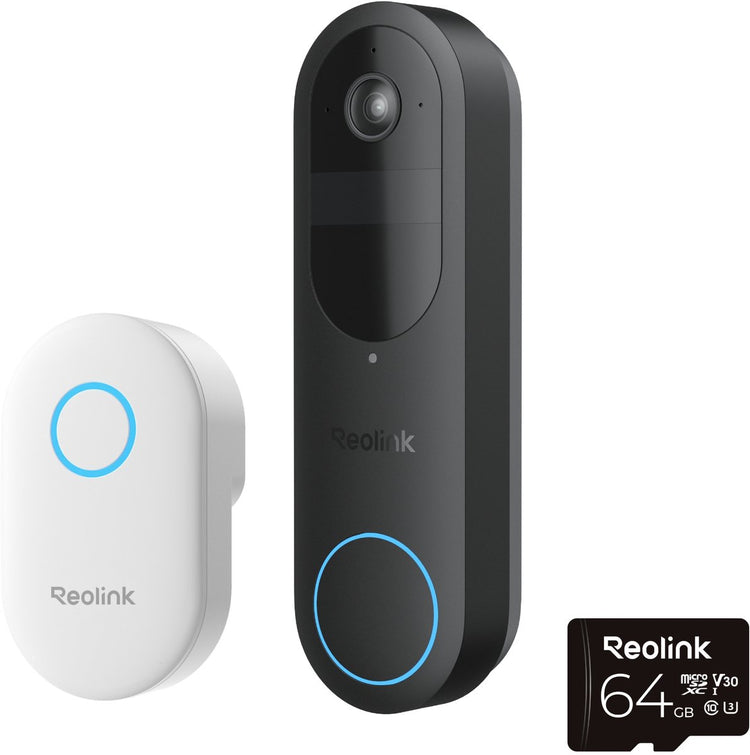 Reolink 2K 4 MP Akku-Türklingel – intelligente Erkennungsglocke im Lieferumfang enthalten – 2,4 5 GHz WLAN – Nachtsicht – Zwei-Wege-Gespräch – D340B mit Glocke + 64 GB SD-Karte
