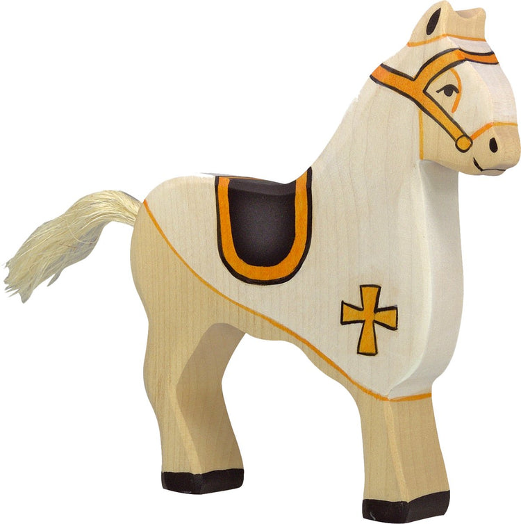 Holztiger fairy tales and knights: competition horse white 15x3x17cm, wood