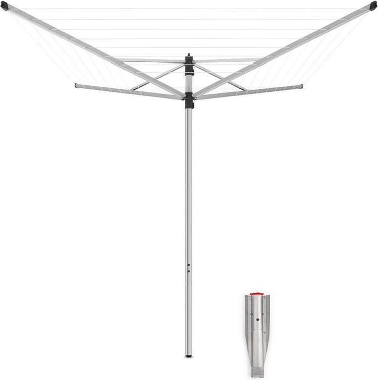 Brabantia Lift-o-matic Wäschespinne – 40 m – mit Metall-Erdanker – Metallic-Grau