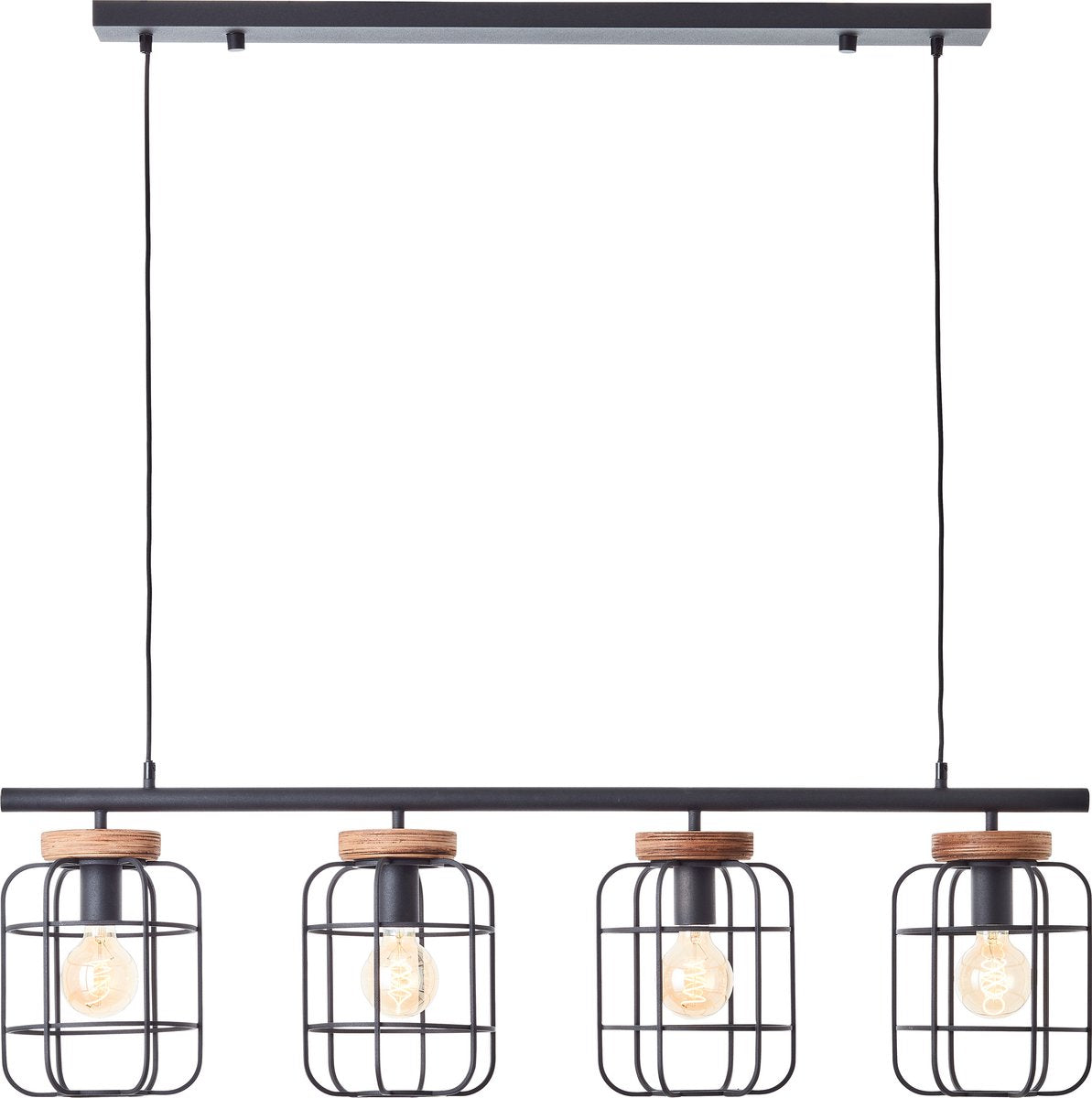 Brilliant Gwen – Hängelampe – E27 max. 4 x 40 W – schwarzes Holz
